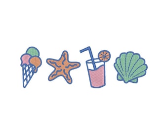 Beachy Summer Embroidery Design: Vacation Embroidery File (Digital Download)