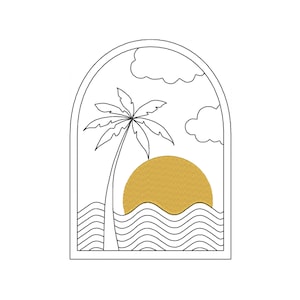 Palm Tree Line Art Embroidery Design (Digital Download)