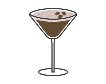 Coffee Martini Embroidery Design: Cocktail Embroidery File (Digital Download)