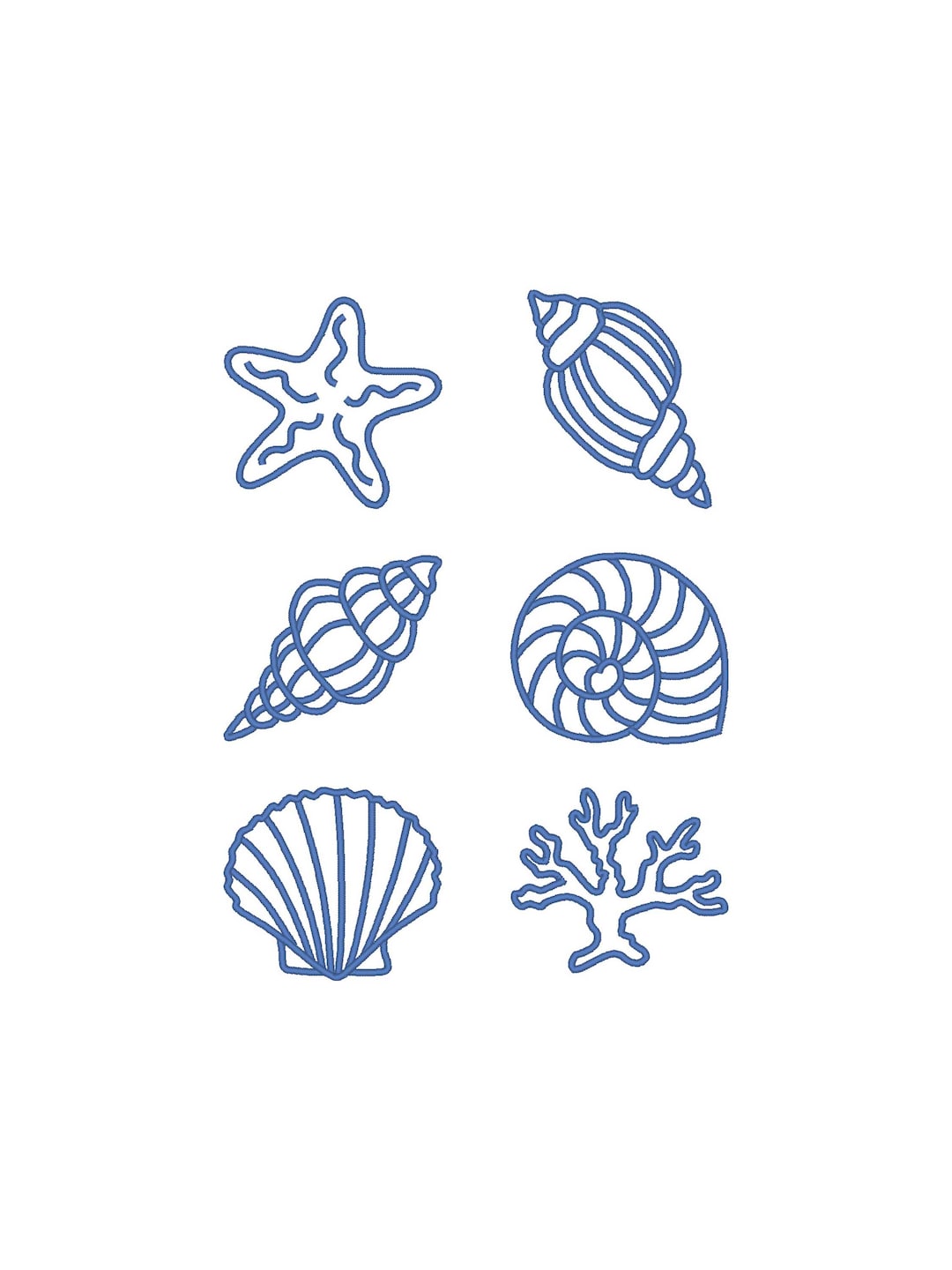 Sea Shells Embroidery Design Set: Mini Summer Embroidery Files (digital ...