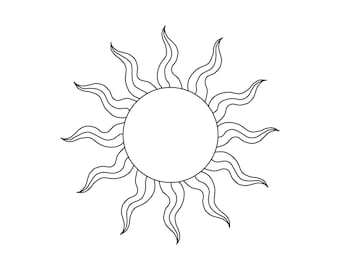 Design de bordado Sun Line Art (download digital)