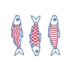 Sardine Trio Embroidery Design: Summer Embroidery File (Digital Download)