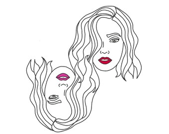 Women Line Art Embroidery Design (Digital Download)