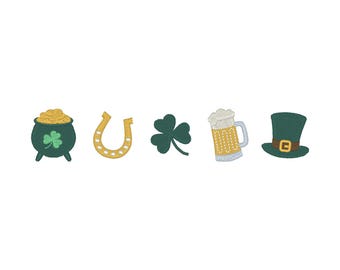 Diseño de bordado de iconos del Día de San Patricio (descarga digital)