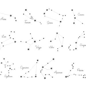 Sterrenbeelden sterrenbeelden - astrologisch - PES digitaal borduurontwerp - 4 maten