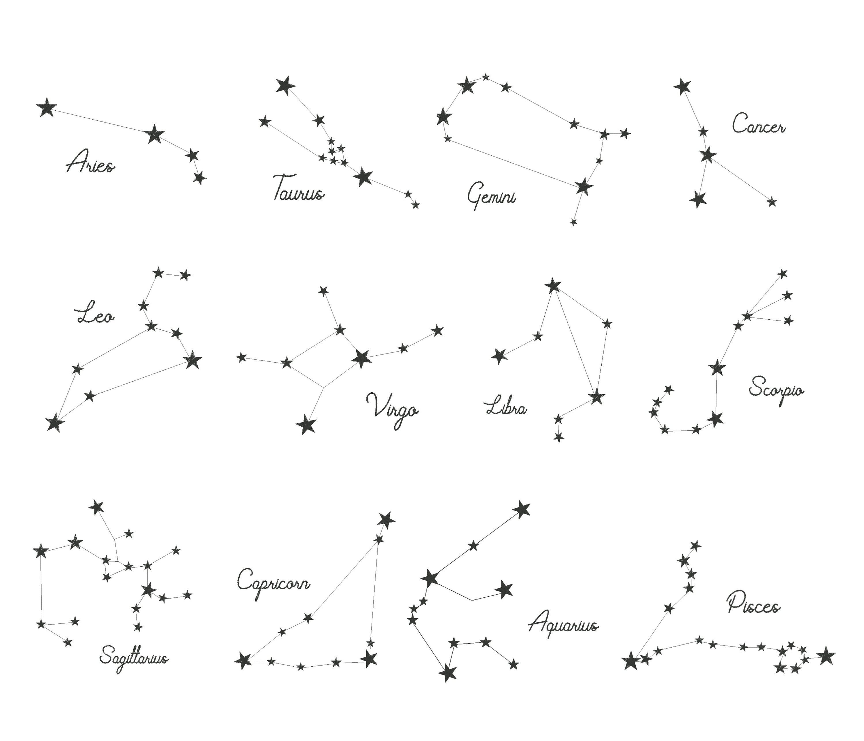 Star Signs Constellations - Astrological - PES Digital Embroidery Des…