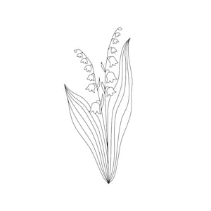 Maiglöckchen Stickerei Design, Geburt Monat Blumen Stickmuster, Mai Geburt Blumen Stickmuster, Blumen Stickdatei