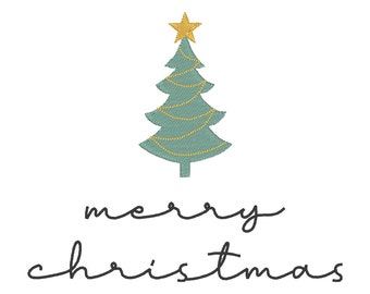 Merry Christmas Baum Stickdatei (Digitaler Download)