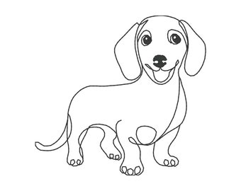 Dachshund Embroidery Design, Dog Line Art Embroidery File (Digital Download)
