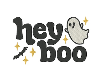 Hey Boo Embroidery Design: Halloween Embroidery File (Digital Download)
