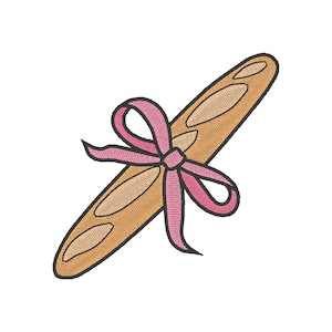 Bow Baguette Embroidery Design: Bread Embroidery File (Digital Download)