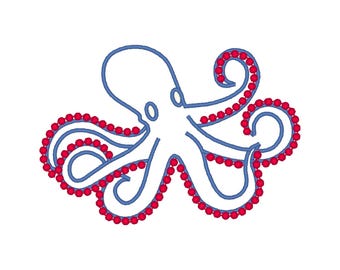 Diseño de bordado de pulpo: Archivo de bordado de vida marina (descarga digital)