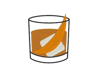 Old Fashioned Embroidery Design: Cocktail Embroidery File (Digital Download)