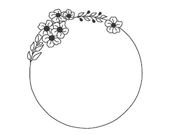 Floral Frame Embroidery Design (Digital Download)