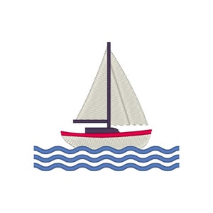 Sail Boat Embroidery Design, Boat Embroidery Design, Sailing Embroidery Designs, Mini Summer Embroidery Designs, Summer Embroidery Files