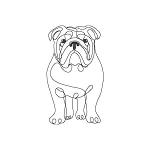 Bulldog Embroidery Design, Dog Embroidery Design, Line Art Embroidery Design, Bulldog Embroidery File, Bulldog Line Art Embroidery Design
