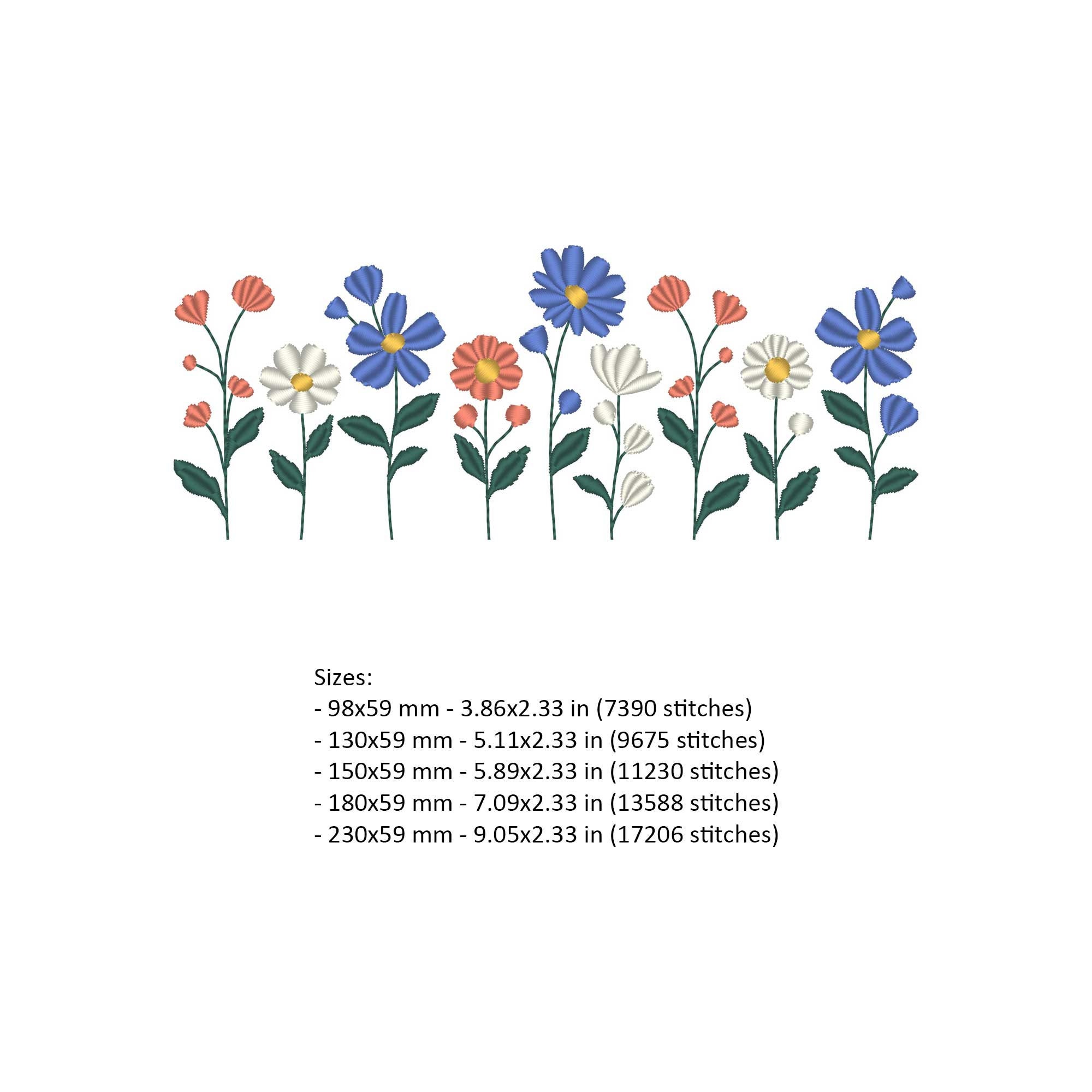 Spring Flowers Embroidery Design: Botanical Machine Embroidery (digital ...