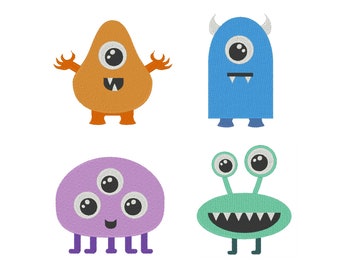 Monster Embroidery Design Set: Halloween Embroidery Files (Digital Download)