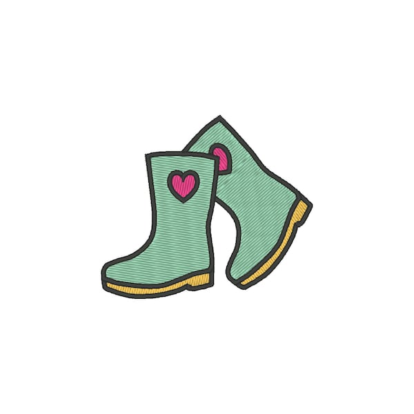 Rain Boots Embroidery File, Rubber Boots Embroidery Design, Fall Embroidery Design, Autumn Embroidery Design, Rainy Day Embroidery Design