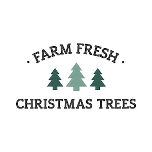 Bauernhof frische Weihnachtsbäume Stickmuster, Trendy Weihnachten Stickmuster, Trendy Stickdateien für Weihnachten