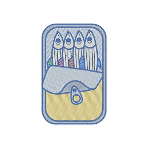 Sardines Embroidery Design, Sardine Can Embroidery Design, Sardine Embroidery File, Fish Embroidery Design, Tinned Fish Embroidery Design