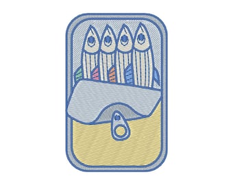 Sardine Can Embroidery Design: Canned Fish Embroidery File (Digital Download)