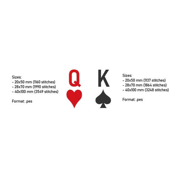 570px x 570px - Queen of Hearts & King of Spades Playing Cards Symbols PES - Etsy Norway