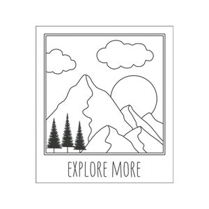 Explore Embroidery Design, Mountains Embroidery Design, Line Art Embroidery Design, Travel Embroidery Design, Adventure Embroidery Design