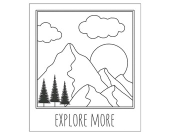 Mountains Embroidery Design: Travel Machine Embroidery File (Digital Download)