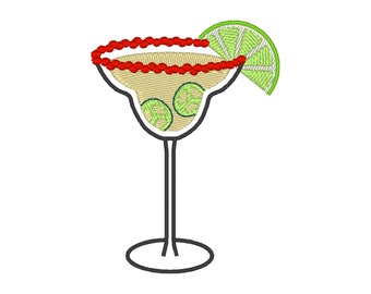 Spicy Margarita Embroidery Design: Cocktail Embroidery File (Digital Download)