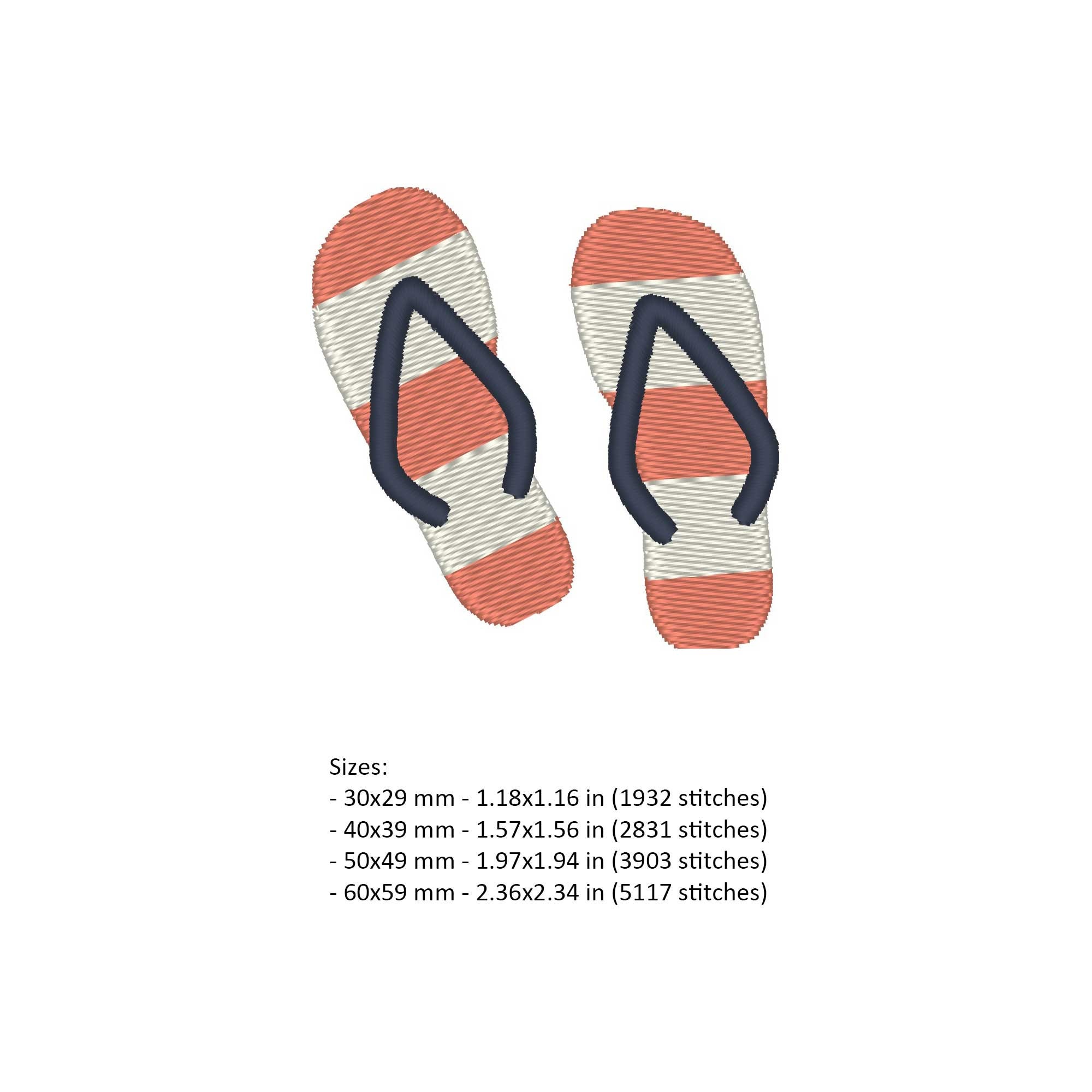 Mini Flip Flop Embroidery Design: Summer Embroidery File (digital