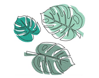 Monstera Leaves Machine Embroidery Design (Digital Download)