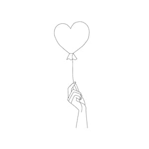 Heart Balloon Line Art Embroidery Design: Valentine&#39;s Day Embroidery File (Digital Download)
