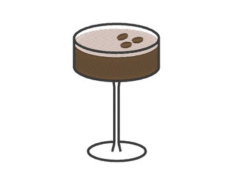 Martini-borduurontwerp: cocktailborduurbestand (digitale download)