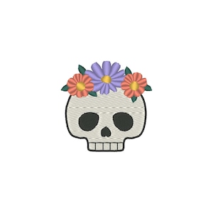 Flower Crown Skull Embroidery Design, Floral Skull Embroidery Design, Cute Skull Embroidery Design, Halloween Embroidery Design