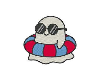 Summer Ghost Embroidery Design: Spooky Fun Embroidery File (Digital Download)