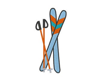 Skis Embroidery Design: Winter Sports Embroidery File (Digital Download)