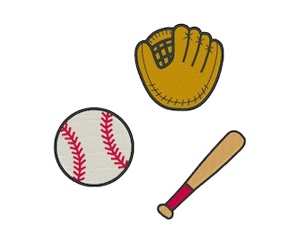 Mini ensemble de motifs de broderie baseball : fichiers de broderie de sport (téléchargement numérique)