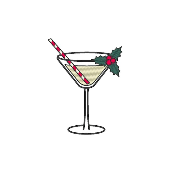 Christmas Martini Embroidery Design: Festive Cocktail Embroidery File (Digital Download)