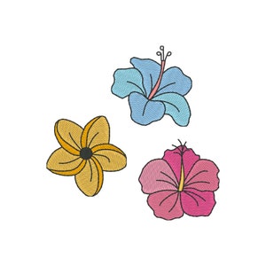 Tropical Flowers Embroidery Design, Tropical Embroidery Designs, Hibiscus Embroidery File, Plumeria Embroidery Design