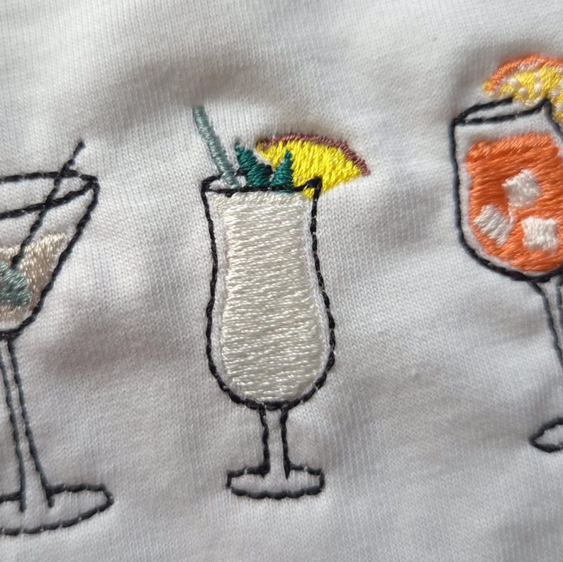 Mini Cocktail Embroidery Design Set: Martini, Spritz, Margarita (Digital Download) image 6