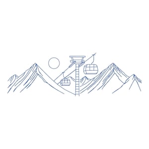 Berge Stickdatei, Ski Stickmuster, Winter Stickdatei, Ski Ausschnitt
