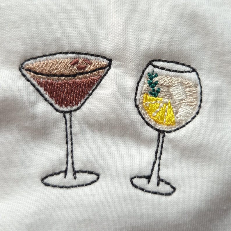 Mini Cocktail Embroidery Design Set: Martini, Spritz, Margarita (Digital Download) image 2