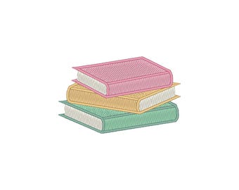 Book Stack Embroidery Design: Mini Books Embroidery File (Digital Download)
