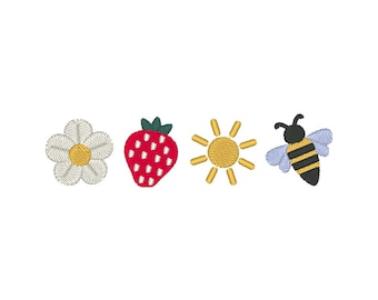 Diseño de bordado de fresa: Archivo de bordado de verano (descarga digital)