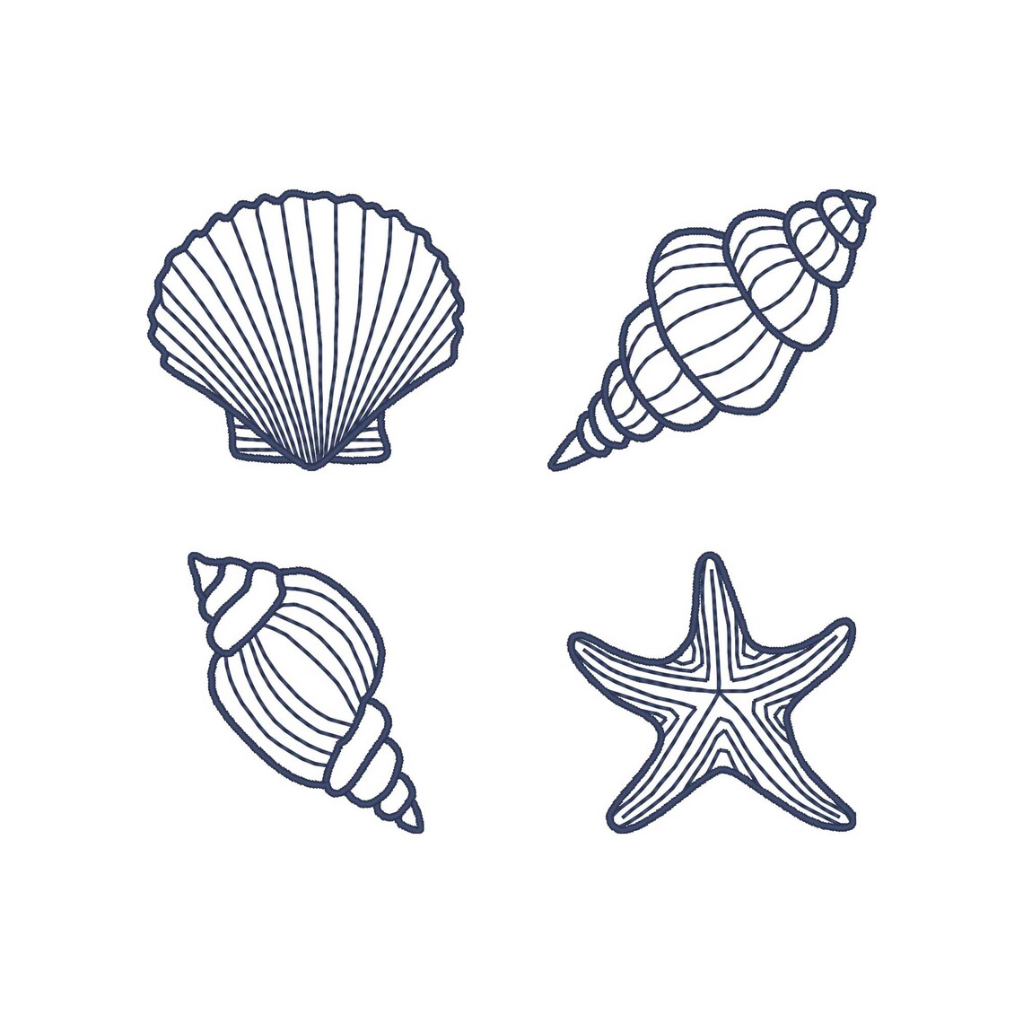 Sea Shells Embroidery Design Pack: Summer Embroidery Files (digital ...