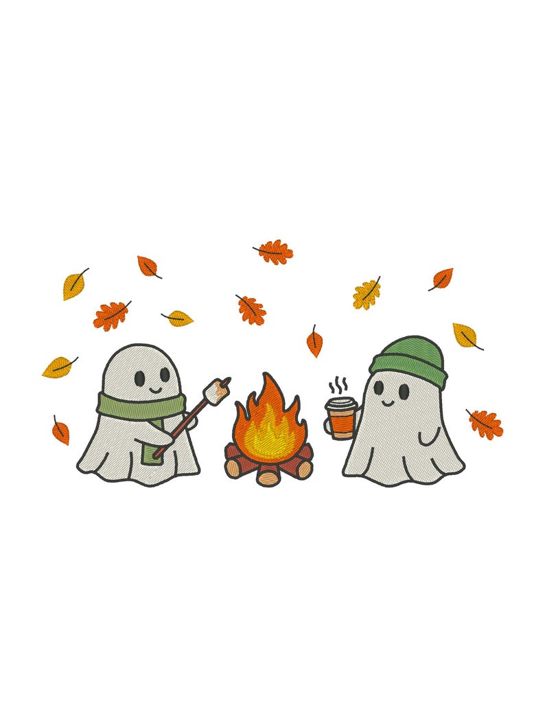 Camping Ghosts Embroidery Design: Halloween Fall Embroidery File ...