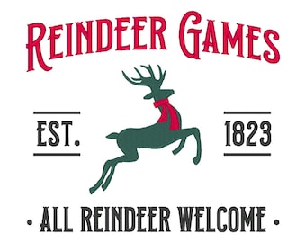 Reindeer Games Embroidery Design, Reindeer Embroidery Design, Trendy Christmas Embroidery Designs, Winter Embroidery Designs