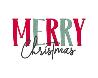 Merry Christmas Embroidery Design: Holiday Machine Embroidery File (Digital Download)