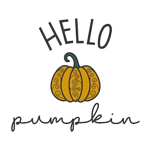 Hello Pumpkin Embroidery Design for Fall